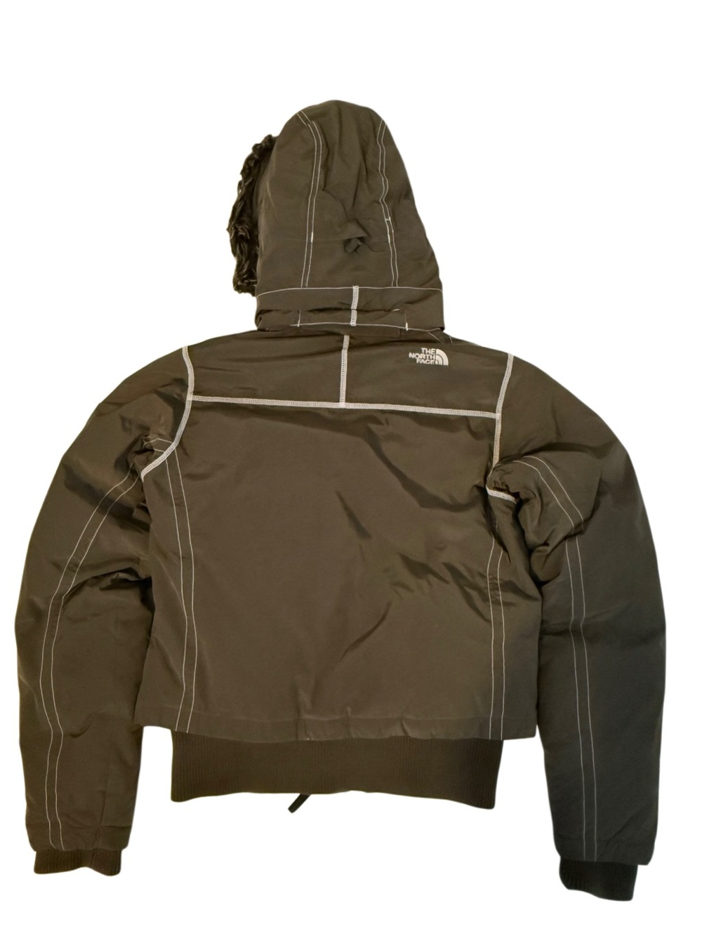 The North Face 600 HyVent Goose Down Puffer Jacket Green Fur Hood Medium - Picture 12 of 13